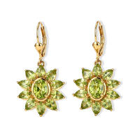 D''Joy Hebei Peridot 2.00 ctw Earrings in Rhodium and 18K Vermeil Yellow Gold Over Sterling Silver
