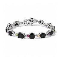 EverTrue Thai Black Spinel, Multi Gemstone Bracelet in Platinum Bond (6.50 In) 21.40 ctw