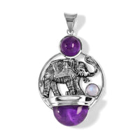 Rainbow Moonstone, African Amethyst Pendant Without Chain in Sterling Silver 16.75 ctw
