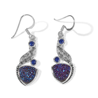 Blue Drusy Quartz ,  Celestial Swiss Blue Mystic Quartz  Earring Sterling Silver 9.73 ctw