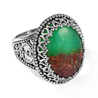 Chrysoprase  Ring Sterling Silver   Silver Wt. 6.88 g 10.00 ctw