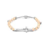 Champagne Resin 8.80 ctw Love Cross Bolo Bracelet in Silvertone
