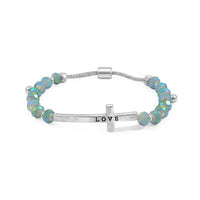 Labradorite Resin 8.80 ctw Love Cross Bolo Bracelet in Silvertone
