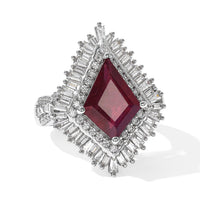 TLV D'Joy Premium Niassa Ruby (FF), Moissanite Ring in Rhodium Over Sterling Silver (Size 10.0) 6.10 ctw