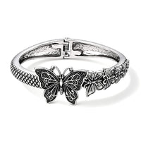 Butterfly Bangle Bracelet in Silvertone (7.25 In)