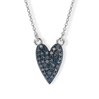 D''Joy Blue Diamond 0.35 ctw Necklace (18 Inches) in Rhodium Over Sterling Silver