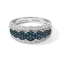 D''Joy Blue Diamond (IR), Diamond Ring in Rhodium Over Sterling Silver (Size 10.0) 0.70 ctw