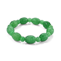 Green Jade Beaded Stretch Bracelet 200.00 ctw