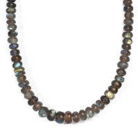 D''Joy AAA Malagasy Labradorite Necklace (18 Inches) in Rhodium Over Sterling Silver 140.00 ctw