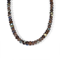 D''Joy AAA Malagasy Labradorite Necklace (18 Inches) in Rhodium Over Sterling Silver 140.00 ctw