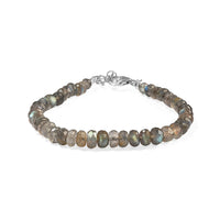 D''Joy AAA Malagasy Labradorite Bracelet in Rhodium Over Sterling Silver (7.25 In) 47.00 ctw