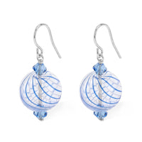 Purple and Clear Artisan Glass Earrings in Sterling Silver