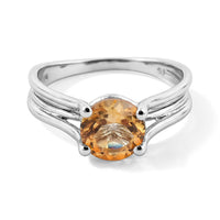 Simulated Yellow Diamond Solitaire Ring in Sterling Silver (Size 8.0) 3.50 ctw
