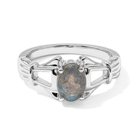 Labradorite Solitaire Ring in Sterling Silver (Size 5.0) 0.80 ctw