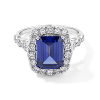 Simulated Blue and White Diamond Ring in Sterling Silver (Size 5.0) 4.64 ctw