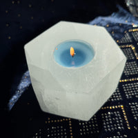 Candle holder Hexagonal Selenite ~3.5"