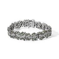 D''Joy Premium Tanzanian Natural Green Apatite, Moissanite Bracelet in Rhodium Over Sterling Silver (7.25 In) 17.00 ctw