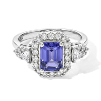 D''Joy Premium Tanzanite, Moissanite Ring in Rhodium Over Sterling Silver (Size 6.0) 2.10 ctw