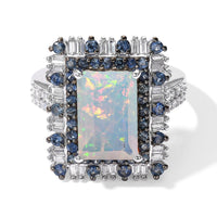 D'Joy Premium Ethiopian Welo Opal, Multi Gemstone Ring in Rhodium Over Sterling Silver (Size 10.0) 3.80 ctw