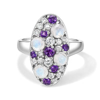 EverTrue Rainbow Moonstone and Multi Gemstone 1.85 ctw Ring in Platinum Bond (Size 10.0)