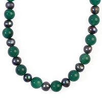 EverTrue Peacock Pearl and Green Agate 190.00 ctw Necklace in Platinum Bond 18 Inches