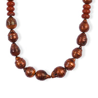 EverTrue Red Jasper and Bronze Pearl (D) 245.00 ctw Necklace (18 Inches) in Platinum Bond