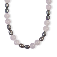 EverTrue Milky Austrian Crystal and Peacock Pearl Necklace (18 Inches) in Platinum Bond