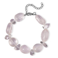 EverTrue Austrian Crystal Tumble and Galilea Rose Quartz 100.00 ctw Beaded Bracelet in Stainless Steel (7.25-9.25In)