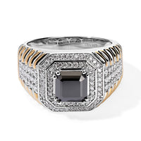 D'Joy Black Moissanite ,  Moissanite  Mens Ring in Rhodium OverlaySterling Silver 2.17 ctw ,  Silver Wt. 7 g