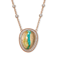 D''Joy Rachel Roy Premium Royston Ribbon Turquoise, White Zircon and Simulated Diamond 17.85 ctw Necklace in 18K Vermeil Rose Gold Over Sterling Silver 18 Inches