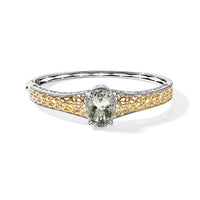 EverTrue Montezuma Prasiolite 12.10 ctw Bangle Bracelet in 18K YG Plated and Platinum Bond (7.25 in)