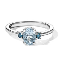 D''Joy Santa Maria Aquamarine, Lab Grown Blue Diamond (IR) (SI) Ring in Rhodium Over Sterling Silver (Size 10.0) 0.85 ctw