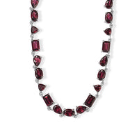 D''Joy Orissa Rhodolite Garnet 30.35 ctw Necklace in Rhodium Over Sterling Silver (18 Inches)