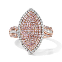 D''Joy Natural Pink and White Diamond 1.00 ctw Ring in 18K Vermeil Rose Gold Over Sterling Silver (Size 7.0)