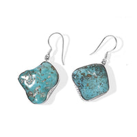 D''Joy Artisan Crafted Royal Hubei Blue Turquoise Southwest Style Earrings in Sterling Silver 47.50 ctw