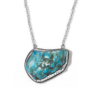 D''Joy Artisan Crafted Royal Hubei Blue Turquoise Southwest Style Necklace (18 Inches) in Sterling Silver 48.00 ctw