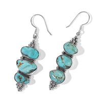 D''Joy Artisan Crafted Royal Hubei Turquoise 20.20 ctw Earrings in Sterling Silver