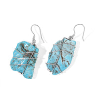 D''Joy Artisan Crafted Royal Hubei Turquoise 70.35 ctw Earring in Sterling Silver