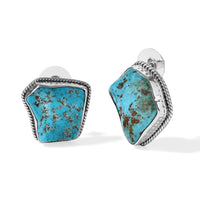 D''Joy Artisan Crafted Blue Turquoise Fancy Earring Sterling Silver 35.80 ctw