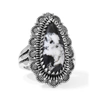 D''Joy Artisan Crafted White Buffalo 6.60 ctw Ring in Sterling Silver (Size 7.0)