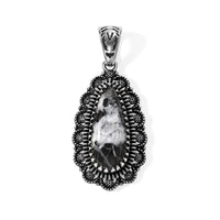 D''Joy Artisan Crafted White Buffalo 6.60 ctw Pendant without Chain in Sterling Silver
