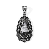 D''Joy Artisan Crafted White Buffalo 6.60 ctw Pendant without Chain in Sterling Silver