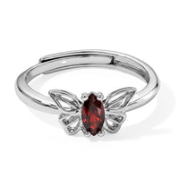 Mozambique Garnet 5.00 ctw Butterfly Ring (Adjustable) in Silvertone