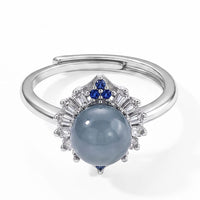 Jadeite and Simulated Diamond 14.00 ctw Ring in Silvertone (Adjustable)