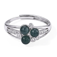 Jadeite and Simulated Diamond 7.00 ctw Ring in Silvertone (Adjustable)
