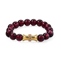 Red Garnet Beaded Ring in Goldtone (Adjustable) 10.00 ctw