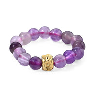 African Amethyst Beaded Ring in Goldtone (Adjustable) 10.00 ctw