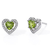 Hebei Peridot and Simulated Diamond 5.00 ctw Earrings in Silvertone