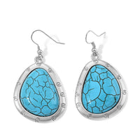 Blue Howlite 40.00 ctw Blooming Flower Earrings in Silvertone