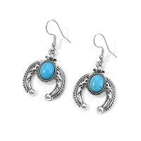 Blue Howlite 1.00 ctw Horseshoe Earrings in Silvertone